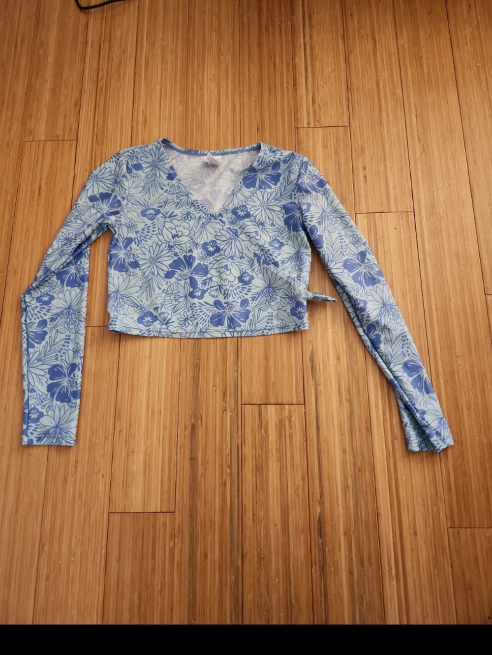 Art Class tropical floral swimsuit top long sleeve rashgaurd girls Size 10-12